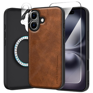 X-level for iPhone 16 Case,Premium PU Leather,Soft TPU Bumper,with Screen Protector and Camera Lens Protector,Compatible with MagSafe,Magnetic Case f