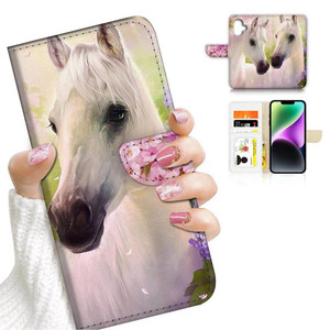 for iPhone 16 Plus, Designed Flip Wallet Phone Case Cover, A31206 White Horse