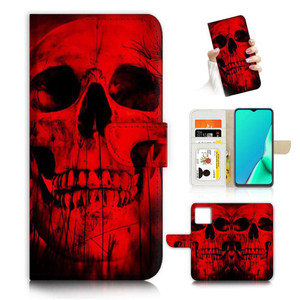 for iPhone 16 Pro, Designed Flip Wallet Phone Case Cover, A24728 Horror Red Skull 24728