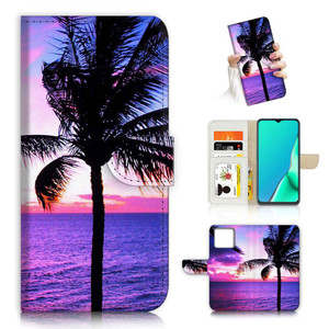 for iPhone 16 Pro, Designed Flip Wallet Phone Case Cover, A21747 Sea Beach Palm Tree 21747