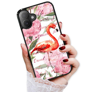 AjourTek for iPhone 16 Plus, Durable Protective Soft Back Case Phone Cover, HOT13456 Tropical Flamingo 13456