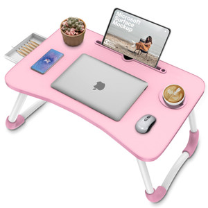 Zapuno Multi-Function Laptop Bed Table with Storage Drawer and Cup Holder, Lap Desk Stand Tray for Eating, Reading and Working