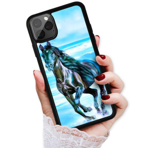 for iPhone 16 Plus, Durable Protective Soft Back Case Phone Cover, HOT12159 Abstract Blue Horse 12159