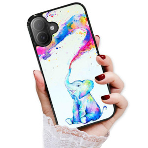 for iPhone 16 Plus, Durable Protective Soft Back Case Phone Cover, HOT12443 Rainbow Baby Elephant 12443