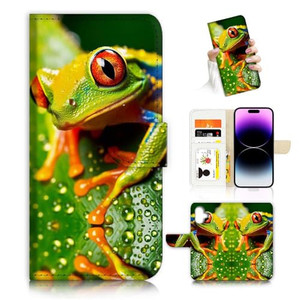 for iPhone 16 Plus, Designed Flip Wallet Phone Case Cover, A26834 Green Frog