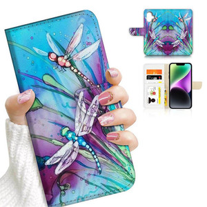 AJOURTEK for iPhone 16 Plus, Designed Flip Wallet Phone Case Cover, A21094 Blue Dragonfly