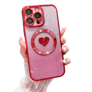 HYUEKOKO Compatible with iPhone 16 Pro Max 6.9 Inch Case with Magsafe, Gardient Plating Heart Glitter Magnetic Case for Women Girl TPU Camera Protect