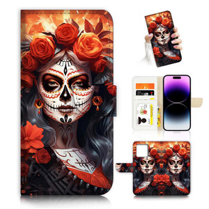 for iPhone 16 Pro Max, Designed Flip Wallet Phone Case Cover, A26836 Suger Skull