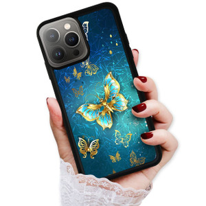 for iPhone 16 Pro, Durable Protective Soft Back Case Phone Cover, HOT12154 Blue Butterfly