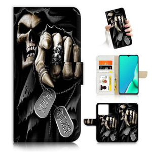 for iPhone 16 Pro, Designed Flip Wallet Phone Case Cover, A24321 Horror Skull