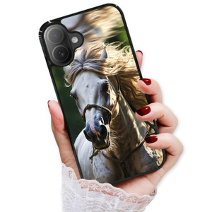 for iPhone 16, Durable Protective Soft Back Case Phone Cover, HOT24085 White Horse