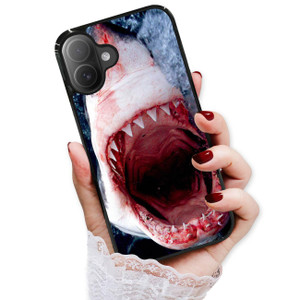 AjourTek for iPhone 16, Durable Protective Soft Back Case Phone Cover, HOT13133 Horror Shark Mouth 13133