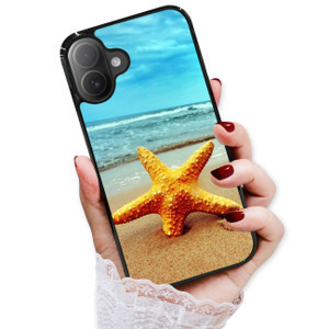 AjourTek for iPhone 16, Durable Protective Soft Back Case Phone Cover, HOT12286 Beach Blue Sea Starfish 12286