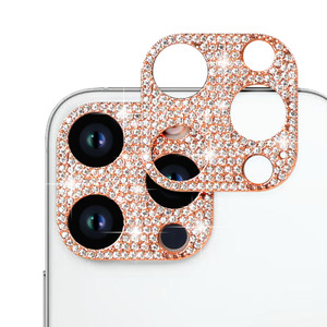 Omorro for iPhone 16 Pro Bling Camera Lens Cover Protector, 3D Glitter Crystal Diamond Rhinestone Anti-Scratch Shining Dots Metal Protective Decorati