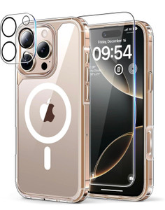 Made Easy-3 in 1 Clear Case for iPhone 16 Pro Max, with One Screen Protector, and One Camera Lens Protector, Magnetic Case Compatible with MagSafe fo