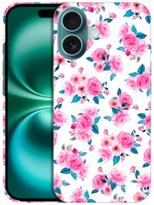 SuzaCase Back Case for iPhone 16 Plus, iPhone 16 Plus Case with Stylish Rose Floral Pattern Pink Design Printed Cute, Sleek Durable Hardshell Protect