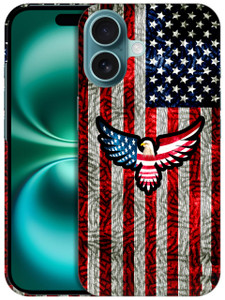 SuzaCase Back Case for iPhone 16 Plus, iPhone 16 Plus Case with Stylish USA Flag Bald Eagle Design Printed Cute, Sleek Durable Hardshell Protective D