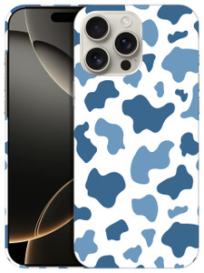 SuzaCase Back Case for iPhone 16 Pro, iPhone 16 Pro Case with Stylish Blue Cow Skin Print Design Printed Cute, Sleek Durable Hardshell Protective Des