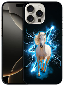 SuzaCase Back Case for iPhone 16 Pro, iPhone 16 Pro Case with Stylish Horse Lightning Design Printed Cute, Sleek Durable Hardshell Protective Designe