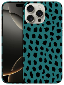 SuzaCase Back Case for iPhone 16 Pro, iPhone 16 Pro Case with Stylish Teal Cheetah Skin Pattern Design Printed Cute, Sleek Durable Hardshell Protecti