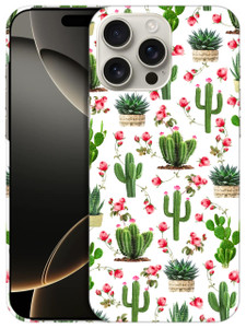 SuzaCase Back Case for iPhone 16 Pro Max, iPhone 16 Pro Max Case with Stylish Cactus Floral Pattern Design Printed Cute, Sleek Durable Hardshell Prot
