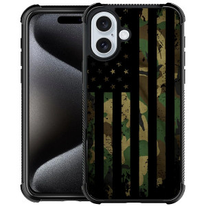 ZHEGAILIAN Compatible with iPhone 16 Plus Case,Camo Flag Black Pattern Anti-Scratch Case for iPhone 16 Plus for Girls Boys,Four Corners Desgin Shockp