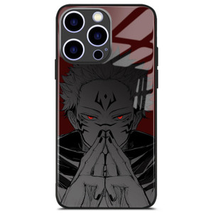 Akatxezy Sukuna JJK Anime Phone Case - Shockproof Tempered Glass Protection Cover for iPhone 15 Pro Max