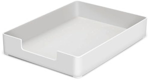 RHONZHAO Letter-Size Tray, Desk Drawer Organizer, A4 Plastic Paper Tray, Plastic Paper Holder File Organizer for Office, School, Home Storage (White)