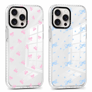 Yomjew 2 Pack Cute Clear Bow Phone Case for iPhone 16 Pro Max 6.9 inch, Aesthetic Trendy Soft Slim Fashion Protective Shockproof TPU Bumper Cover for