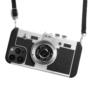 UnnFiko Emily in Paris Phone Case for iPhone 16 Pro Max, Cute Camera Design, 3D Vintage Camera Cover Phone Case with Long Lanyard Compatible with iPh