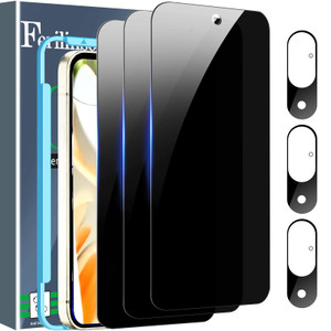 Ferilinso Full Coverage 3 Pack Privacy Screen Protector for Google Pixel 9 [Phone Case Friendly], 3 Pack Tempered Glass Camera Lens Protector Accesso