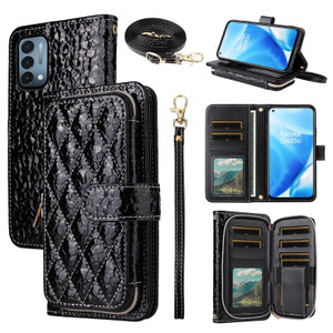 Furiet Argyle Wallet Case for OnePlus Nord N200 5G with 2 Lanyards Luxury PU Leather Zipper Purse Shockproof Card Holder Phone Cover for One Plus N 2