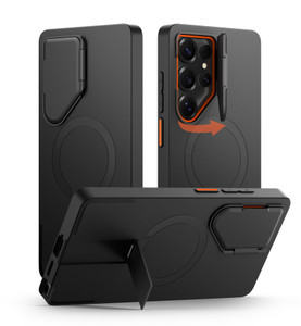 SURITCH for Samsung Galaxy S25 Ultra Phone Case, Magnetic Protective Cover with Camera Cover & Adjustable Metal Kickstand for Galaxy S25 Ultra (2025)