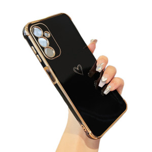 ZTOFERA Designed for Samsung Galaxy A16 5G Case,Cute Plating Edge Love Hearts Pattern with Camera Lens Protection Phone Case for Galaxy A16 6.7",Blac