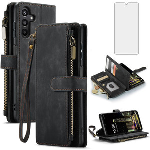 Asuwish Phone Case for Samsung Galaxy A16 5G/4G Wallet Cover and Tempered Glass Screen Protector PU Leather Flip Credit Card Holder Stand Lanyard Wri