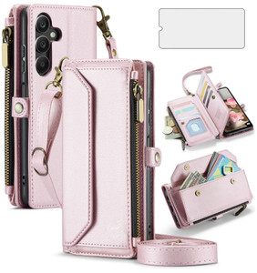 Asuwish Phone Case for Samsung Galaxy A16 5G/4G Zipper Wallet Cover with Tempered Glass Screen Protector and Leather Flip RFID Blocking Credit Card H