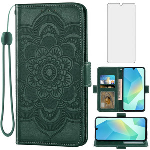 Asuwish Phone Case for Samsung Galaxy A16 5G/4G Wallet Cover with Tempered Glass Screen Protector and PU Leather Flip Flower Folio Credit Card Holder