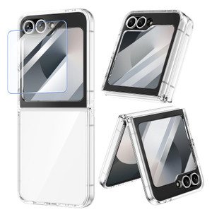 VEGO for Samsung Galaxy Z Flip 6 Case with Screen Protector, TPU Crystal Anti-Yellow & Ultra Slim & Wear-Resistant, Spray Paint Bumper Phone Cover fo