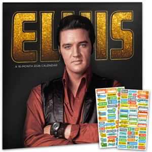 Elvis Presley Calendar 2026 - Deluxe 2026 King of Rock and Roll Elvis Presley Wall Calendar Bundle with Over 100 Reminder Stickers (Graceland Gifts,