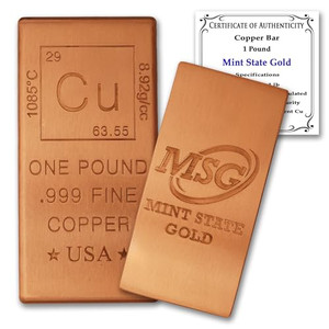 Copper Cube Paperweight 10 oz - 999 Pure Chemistry Element Design with Certificate of Authenticity by Mint State Gold