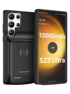 NEWDERY Battery Case for Galaxy S23 Ultra 10000mAh, Qi Wireless Charging, Fast Charging, Sync Data Supported, Powerful Portable Rechargeable Charger