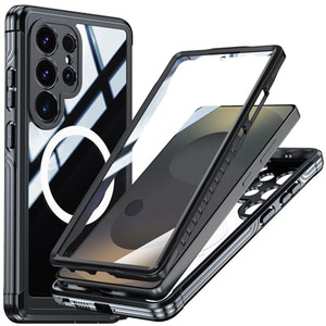 Miimall Strong Magnetic for Samsung Galaxy S24 FE Case,[Built-in Glass Screen Protector][Compatible with Magsafe][Military Shockproof Dropproof] Full