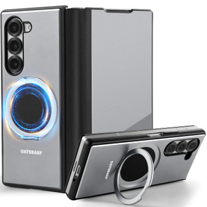 OGRANEE Metal for Samsung Galaxy Z Fold 6 Phone Case, with Mag Safe Kickstand 360°Rotatable, Shockproof ZFold 6 Slim Case Military-Grade Drop Protect