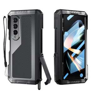 Libeagle Compatible with Samsung Galaxy Z Fold 4 Case with Metal Bumper Premium Rugged Heavy Duty Shockproof Protective [S Pen Holder] [Hinge Protect