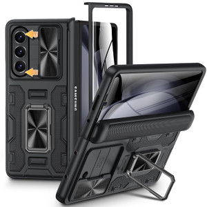 VEGO for Samsung Z Fold 5 Case, with Slide Camera Cover & Screen Protector Built-in 360° Magnetic Kickstand Drop Protection Case for Samsung Galaxy Z