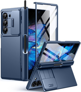 BERFY for Z Fold 6 Case with 9H Tempered Screen Protector, Built-in S Pen Holder, Slide Camera Cover, Hidden Kickstand, Full Body Shockproof Slim Pho
