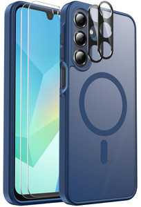 Mangix for Samsung Galaxy A16 5G Phone Case, with 2-Pack Tempered Glass Screen Protector and Camera Lens Protector, Translucent Back Shockproof Phone