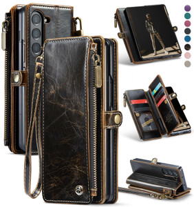 Defencase Wallet Case Compatible with Samsung Galaxy Z Fold 6 with RFID Blocking Card Holder & S Pen Holder Slot PU Leather Magnetic Snap Flip Zipper