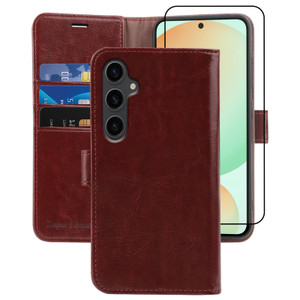 MONASAY Wallet Case Fit for Samsung Galaxy S24 FE 6.1 inch 5G,[RFID Blocking] Flip Folio Leather Cell Phone Cover with Credit Card Holder, Burgundy