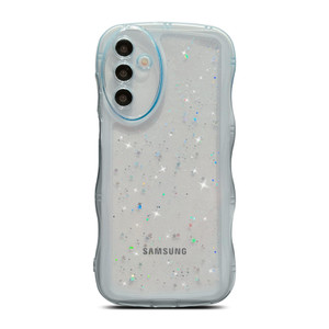 LYQZDT for Samsung Galaxy A16 5G Phone Case 6.7" Glitter Clear Bling Shiny Star Sequin Transparent Matte Cute Curly Wavy Non-Slip Camera Lens Protect